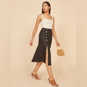 Reformation Button Linen Skirt